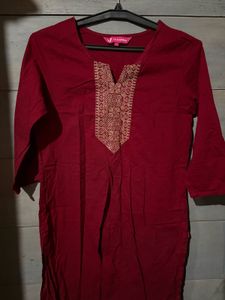 Maroon Embroidered Kurti