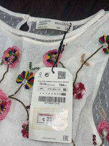White Embroidered Mesh Dress zara original