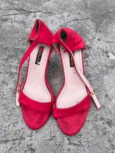 Vibrant Red Heeled Sandals
