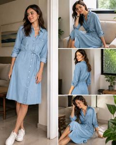 Light Blue Denim Shirt Dress