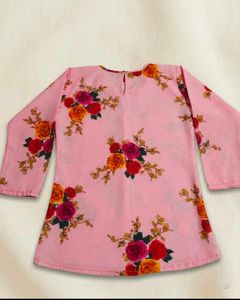 Pink Floral Print Kurta