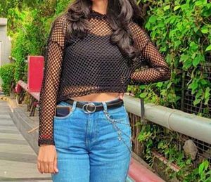 Black Fishnet Crop Top