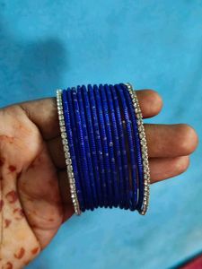 Blue Bangles with Crystal Embellishments
