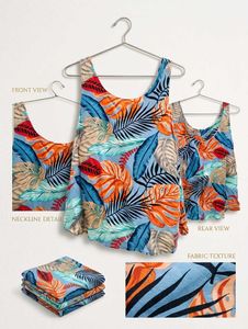 Vibrant Tropical Leaf Print Tank Top