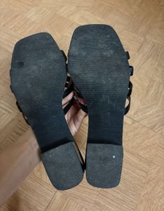 Black Strappy Square Toe Sandals