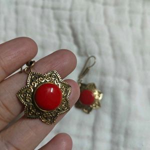 Boho Red Stone Dangle Earrings