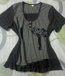 Y2K inspired Striped Tunic with Embellishments