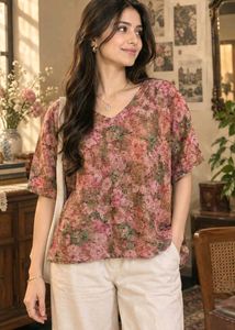 🇳🇿💫🎀Floral Print V-Neck Top