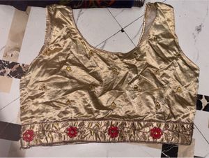 Embellished Sleeveless Gold Ethnic Blouse