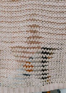 Womens Peach Crotchet Knit Top