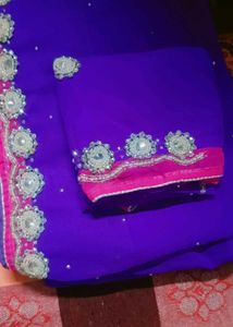 Vibrant Purple Embroidered Saree