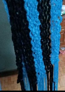 New Cozy Blue &amp; Black Knit Hat and Scarf Set