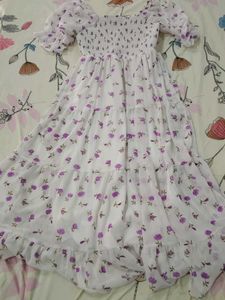 Charming Floral Print Tiered Dress