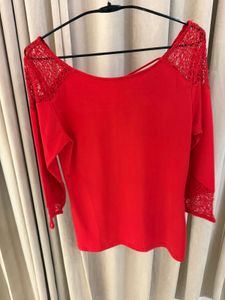 Red Lace Detail Top