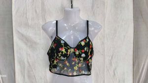 I. Sheer Floral Embroidered Bralette