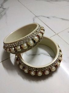 Elegant Pearl &amp; Crystal Bangles