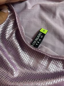 Shimmery Lavender Satin Cowl Neck Crop Top