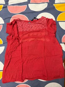 Red Lace Detail Top