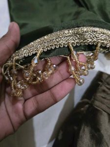Green satin lehnga