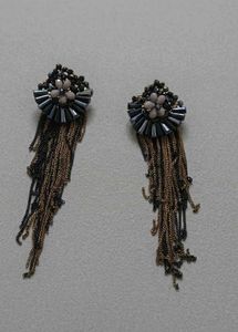 Elegant Black Beaded Chandelier Earrings