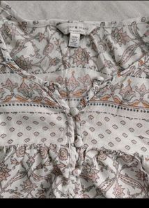 White Floral Printed Sleeveless Kurti