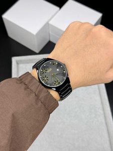 Elegant Black Flower Dial Watch