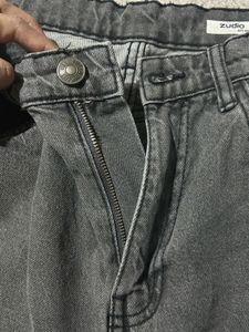Zudio Charcoal Grey High Waist Mom Fit Jeans