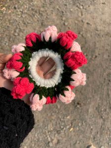 Floral Crochet Hair Bun Accessory