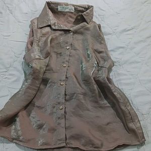 Sheer Back Sleeveless Blouse