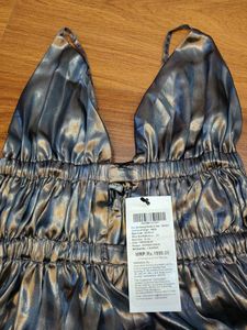 Metallic Ruched Mini Dress (size 24)XS