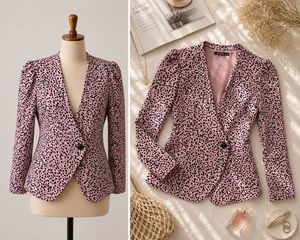 Chic Pink Leopard Print Blazer
