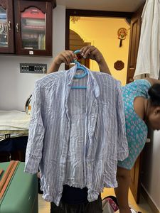 Light Blue Striped Button-Up Shirt