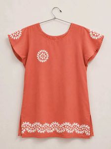 Orange Floral Print T-Shirt