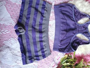Striped Sports Bra and Briefs Set