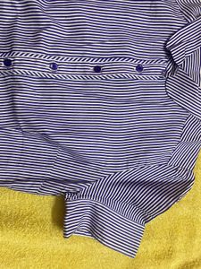 Women's Blue &amp; White Striped Button-Up Shirt