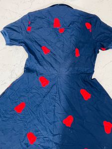 Cute Navy &amp; Red Print Dress