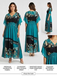 Boho Floral Kaftan Maxi Dress