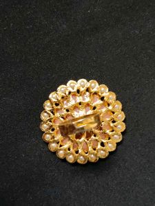 Peach &amp; Pearl Floral Ring