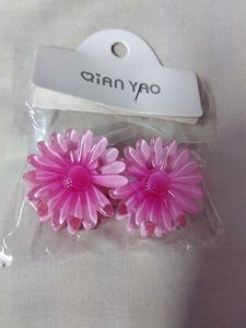 Cute Pink Flower Hair Clips