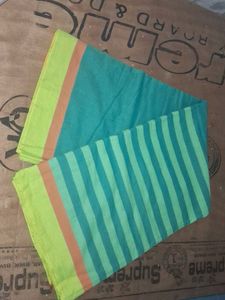 Elegant Teal &amp; Yellow Checked Saree of 1