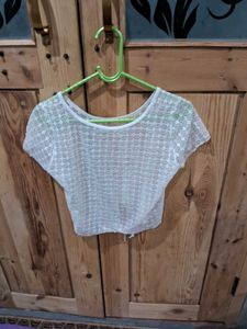 Crochet Crop Top with Tie Detail