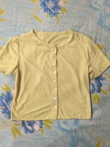 Urbanic Green Button Up Cute K-pop Crop Top