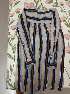 Striped Button-Up Tunic Top