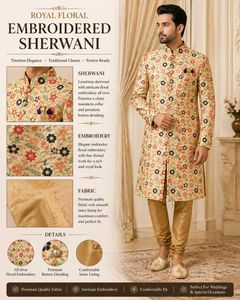 only 1 Time used Floral Sherwani