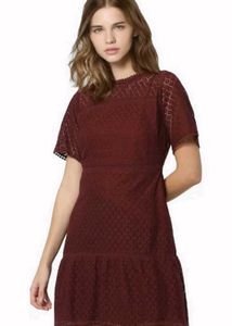 Burgundy Lace Mini Dress