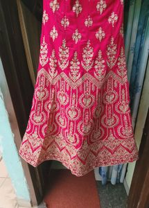 Stunning Pink &amp; Gold Embroidered Lehenga Skirt