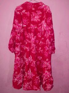 Red Floral Tiered Dress