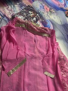 Beautiful Pink Embellished Kurta Set