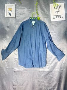 Classic Blue Long-Sleeve Button-Down Shirt