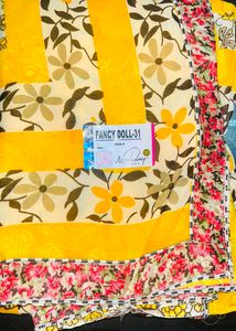 Yellow Floral Patchwork Saree